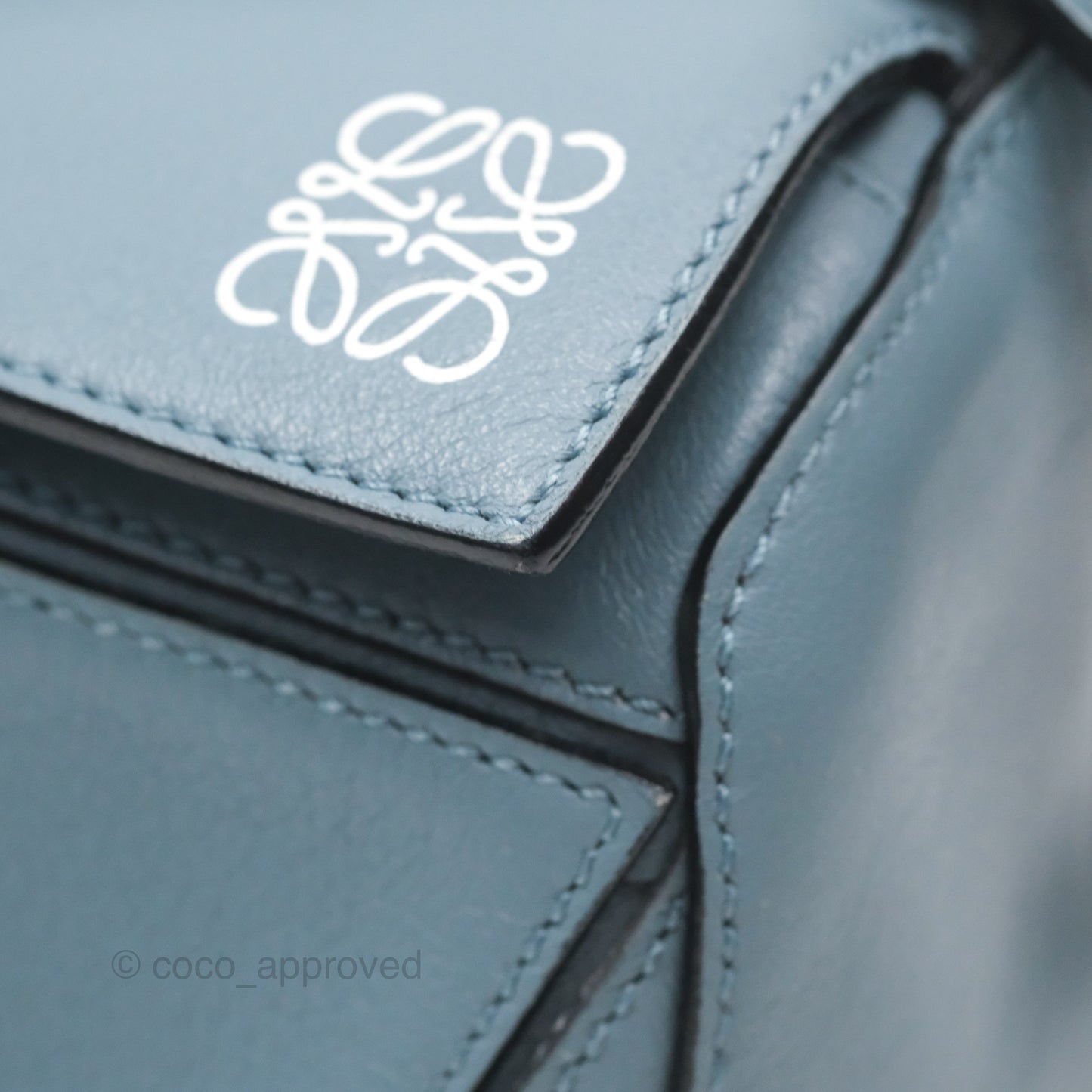 Loewe Small Puzzle Bag Blue Calfskin Silver Hardware