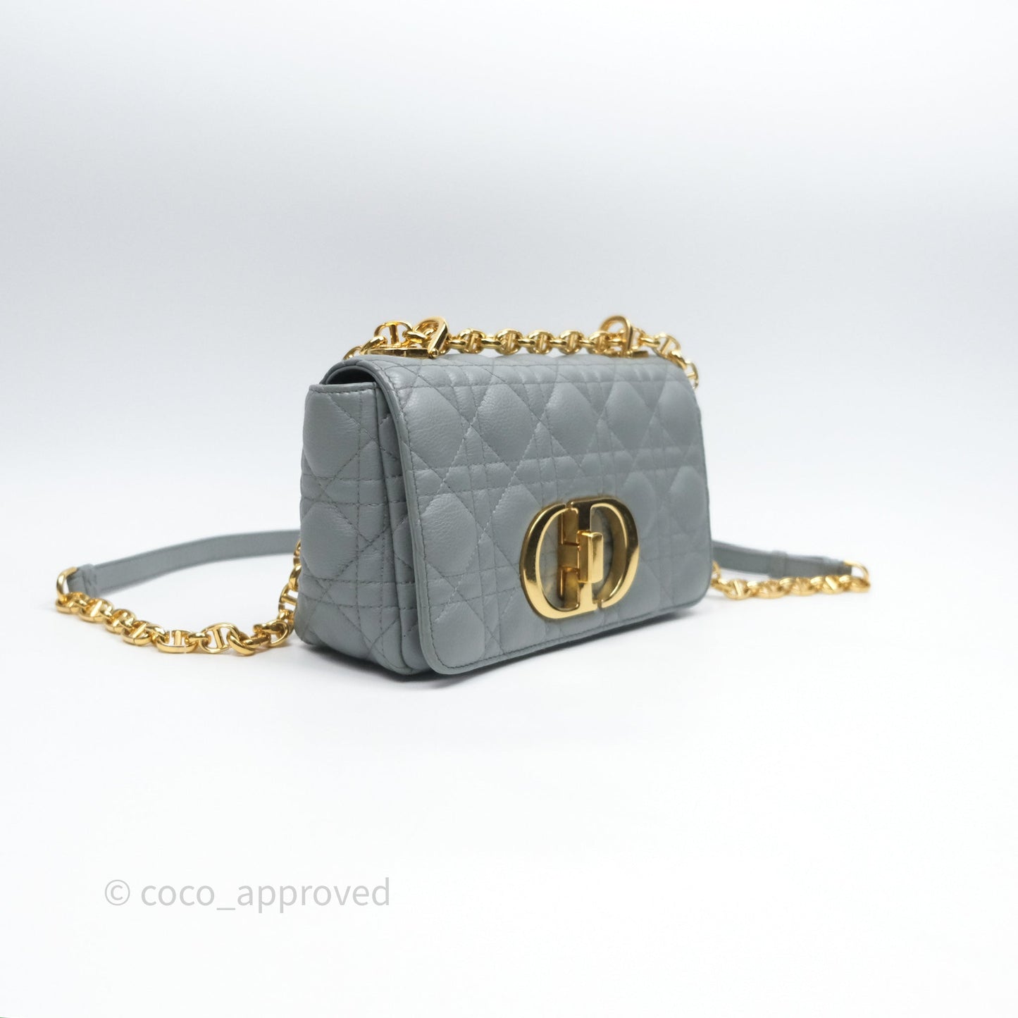 Dior Small Caro Bag Grey Supple Cannage Calfskin