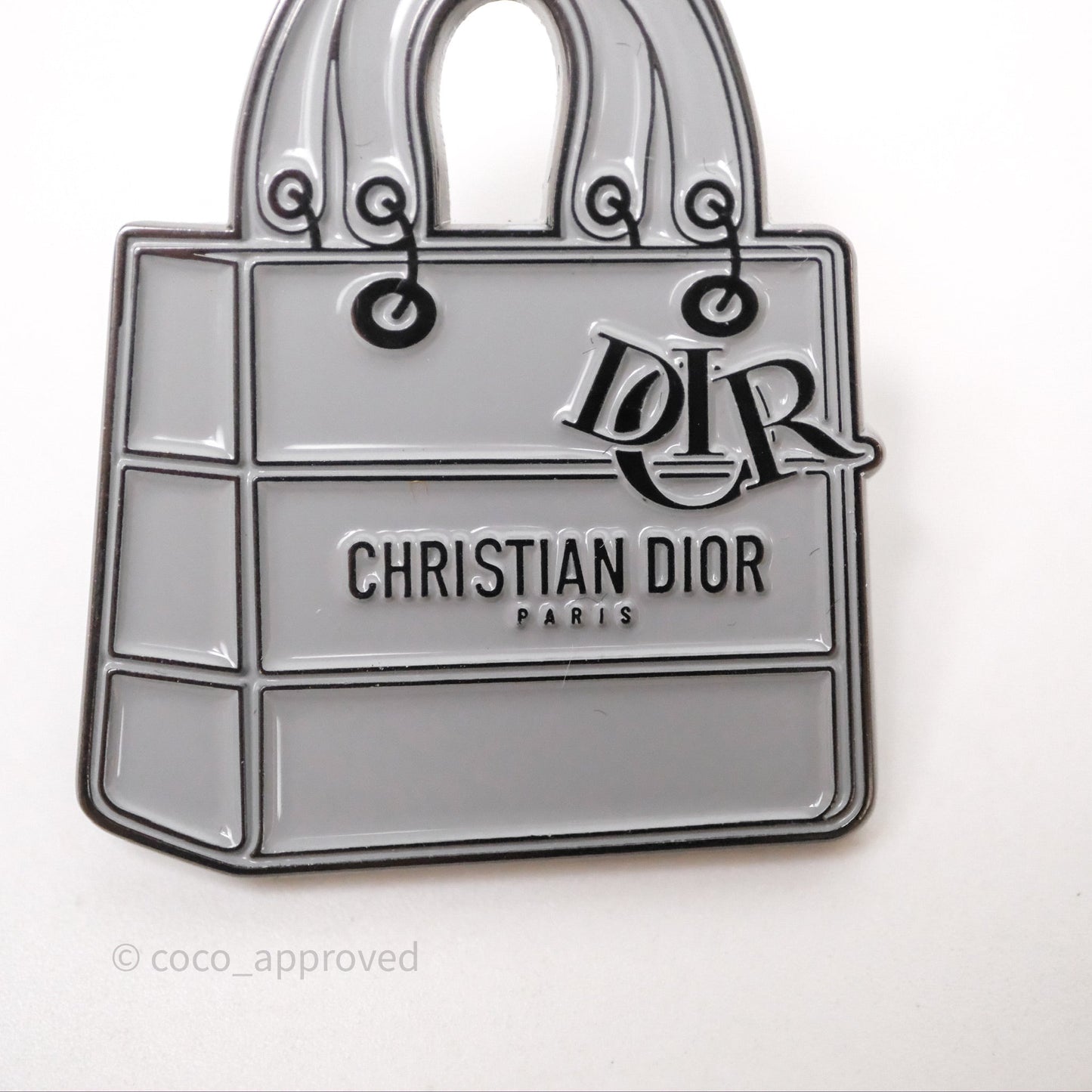 Dior D-lite Pin Brooch Light Grey Silver Tone