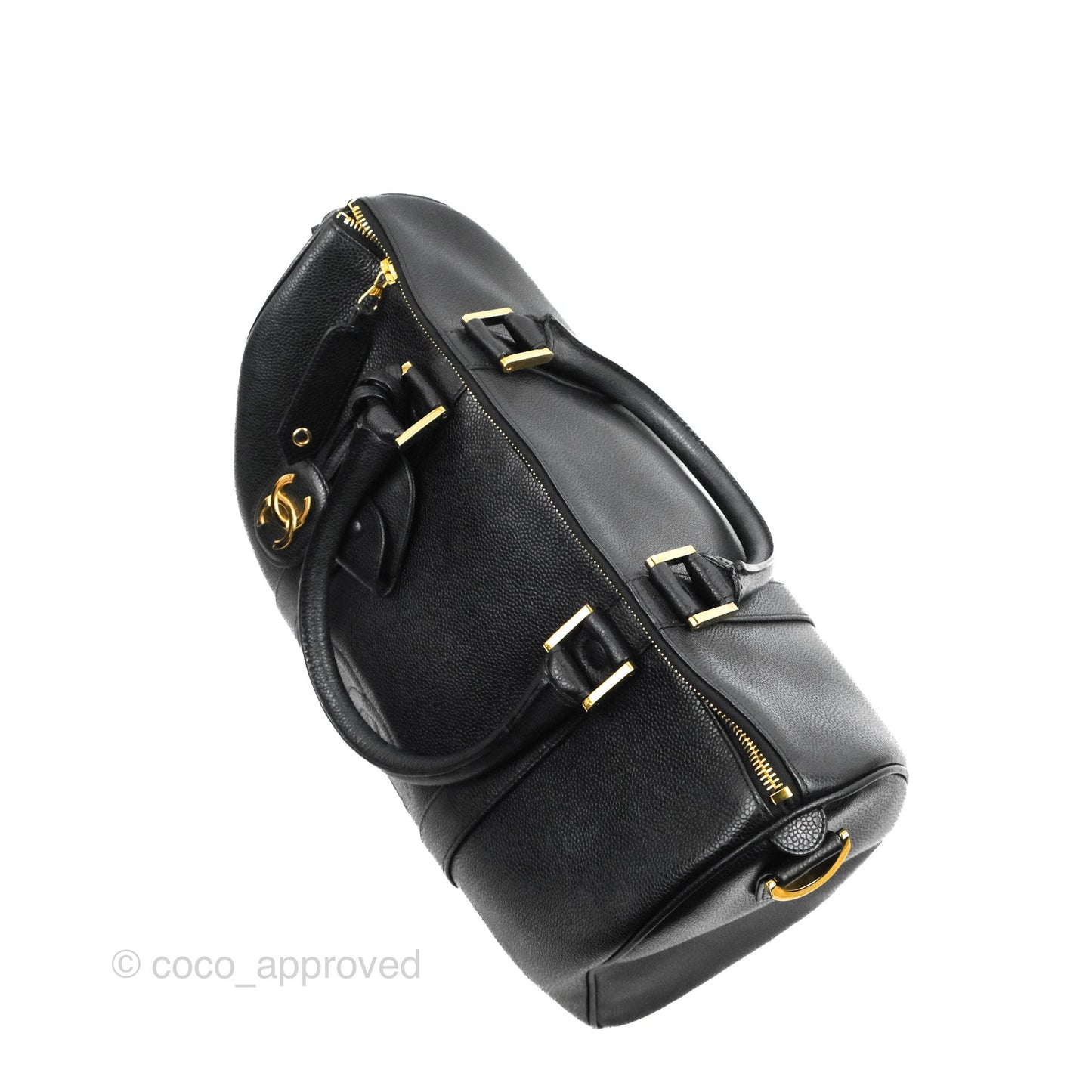 Chanel Vintage Boston Bag Black Caviar Gold Hardware