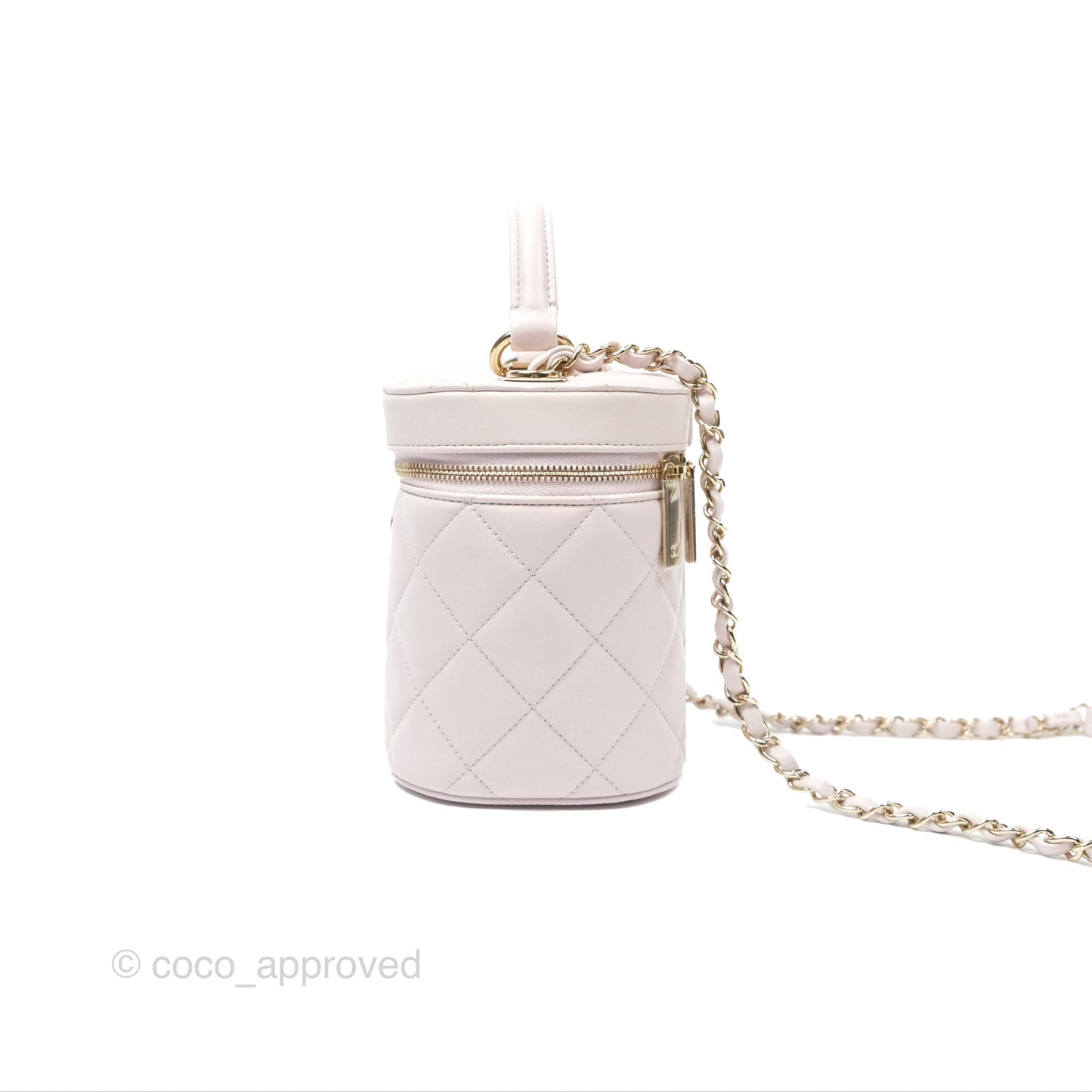 Chanel Small Quilted Top Handle Vanity Case Light Lilac Lambskin Gold Hardware