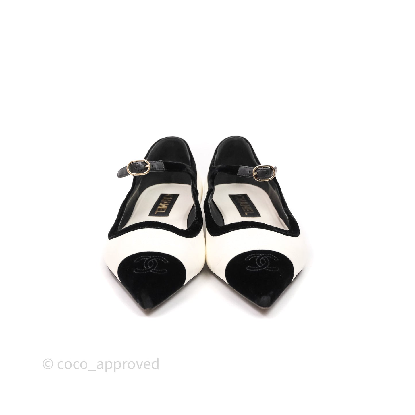 Chanel Mary Janes Flats White/Black Size 39.5