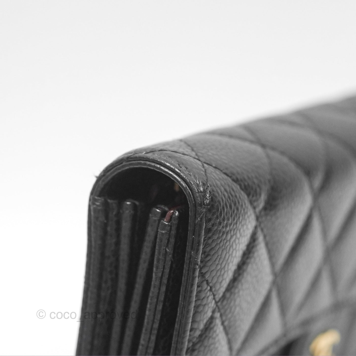 Chanel Classic Quilted Flap Long Wallet Black Caviar Gold Hardware