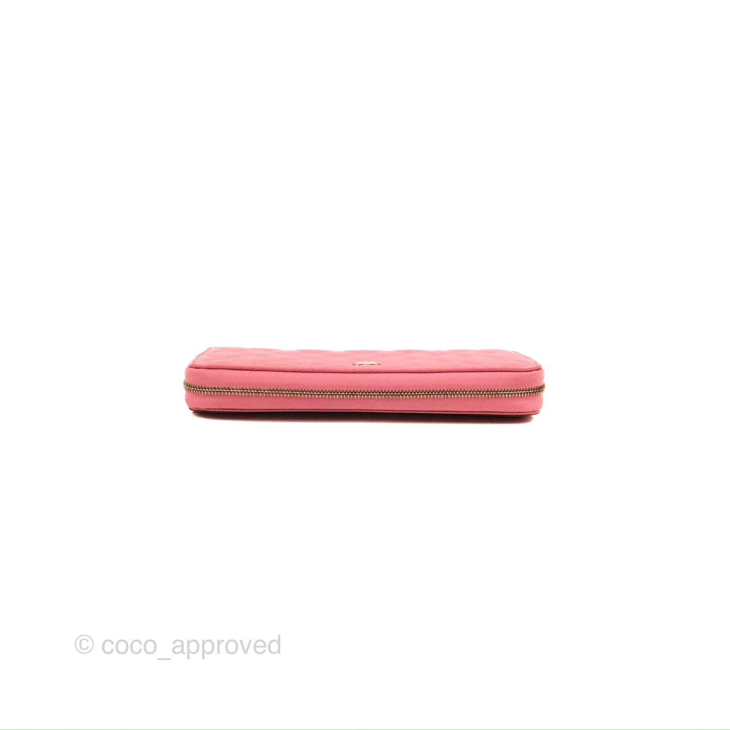 Chanel Classic Zip Long Wallet Quilted Pink Caviar Gold Hardware
