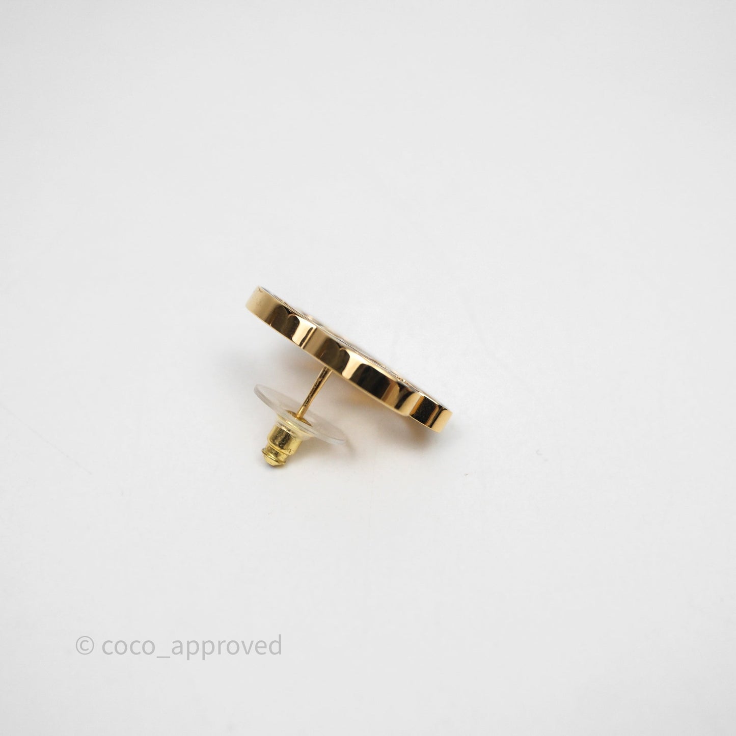 Chanel CC Black Resin Earrings Gold Tone 24A