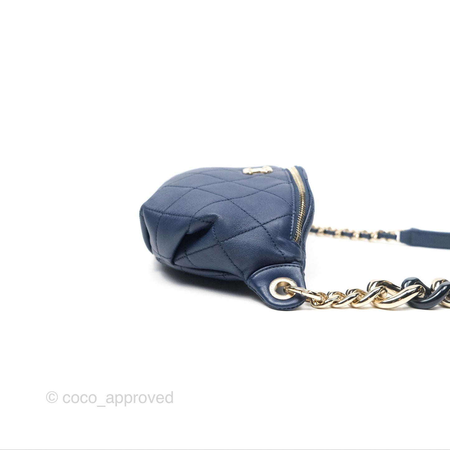 Chanel Resin Bi-Color Chain Belt Bag Navy Lambskin Gold Hardware