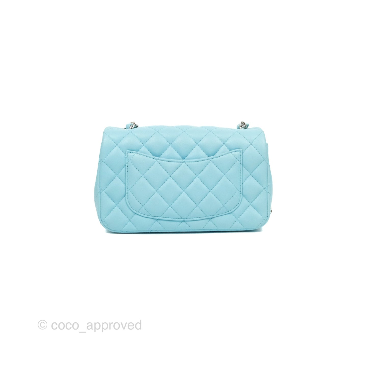 Chanel Quilted Mini Rectangular Flap Neon Blue Lambskin Silver Hardware 21S