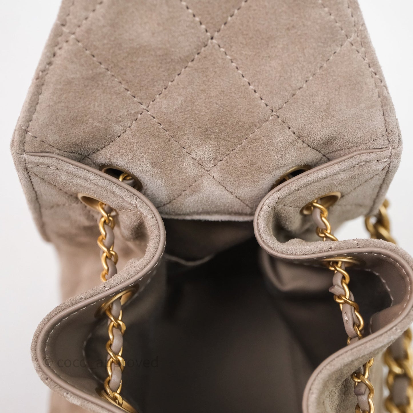 Chanel 25 Small Suede Calfskin Aged Gold Hardware