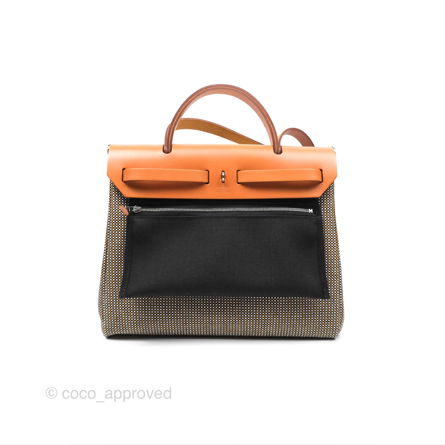 Hermès Herbag Zip 31 Natural Vache Hunter Black Toile GM Palladium Hardware