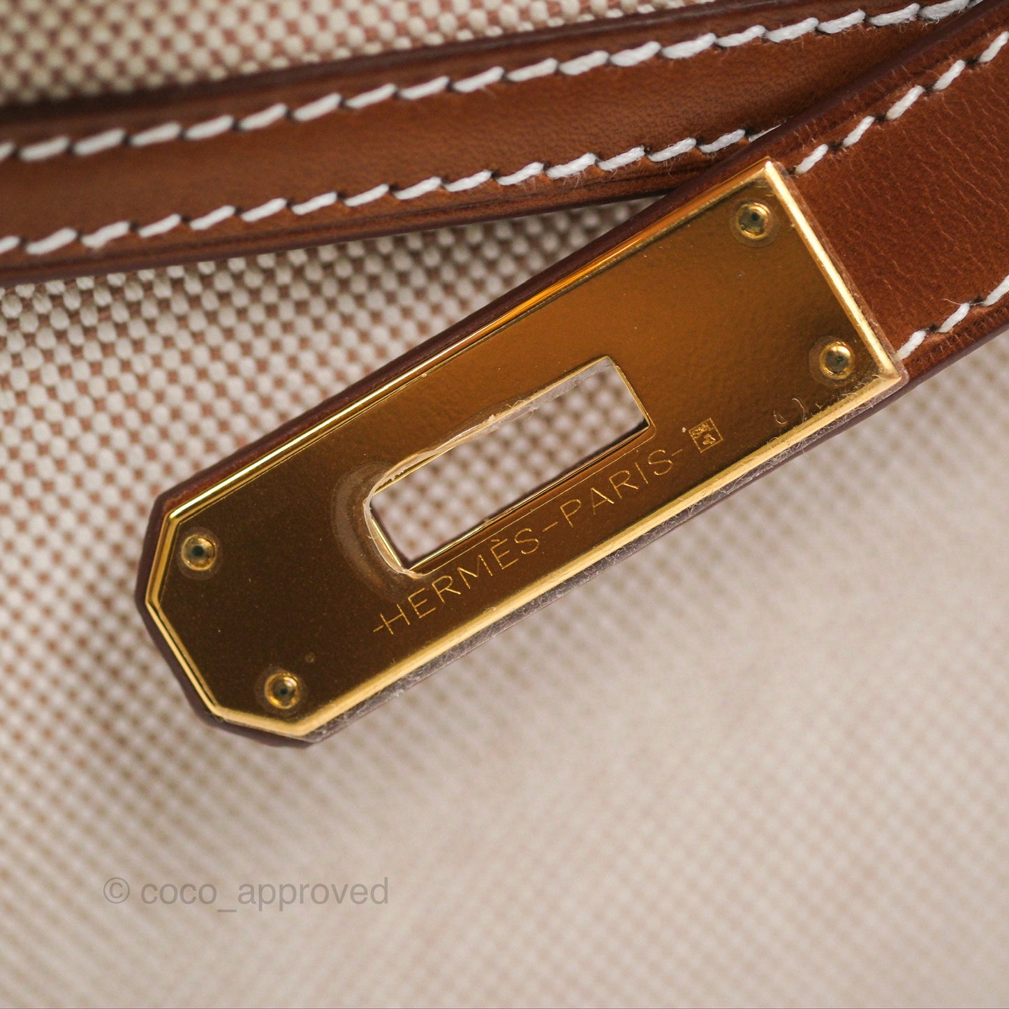 Hermès Kelly Depeches 25 Pouch Ecru-beige 14 Toile H/ Fauve 34 Barenia Gold Hardware