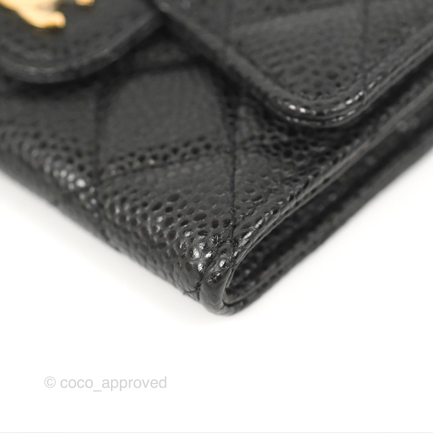Chanel Classic Quilted Flap Card Holder Black Caviar Gold Hardware