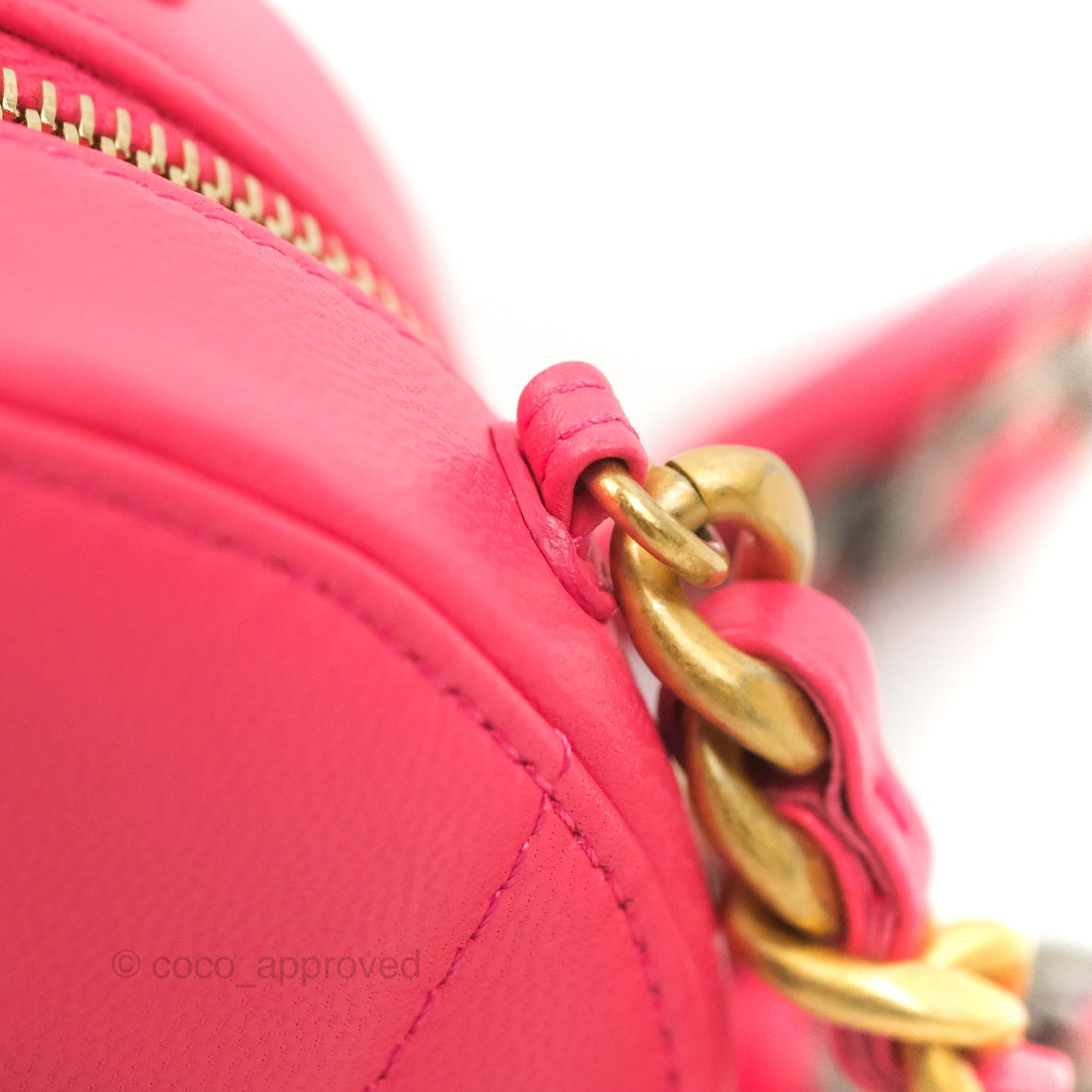 Chanel 19 Round Clutch With Chain Dark Pink Mixed Hardware