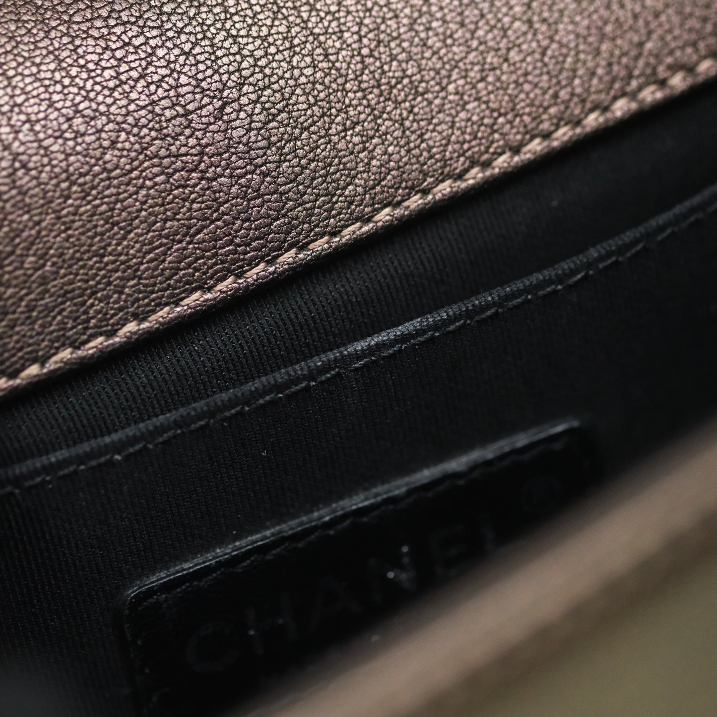 Chanel Quilted Medium Boy Iridescent Bronze Goatskin Rainbow Hardware