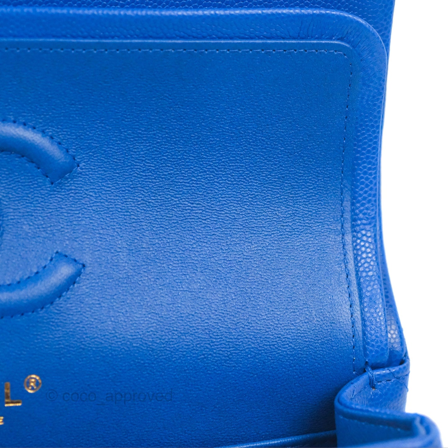 Chanel Small Classic Quilted Flap Blue Caviar Gold Hardware