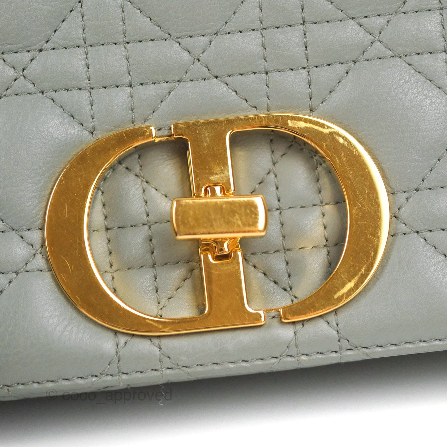 Dior Small Caro Bag Stone Gray Supple Cannage Calfskin