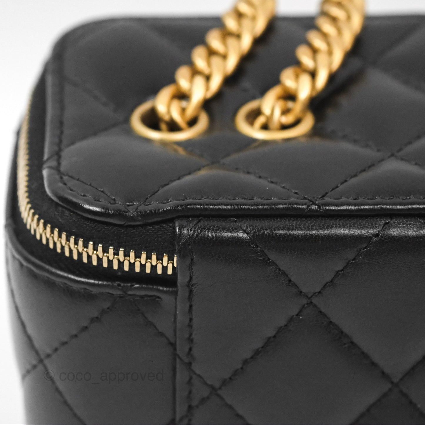 Chanel All Slide Vanity with Adjustable Chain Black Lambskin Aged Gold Hardware