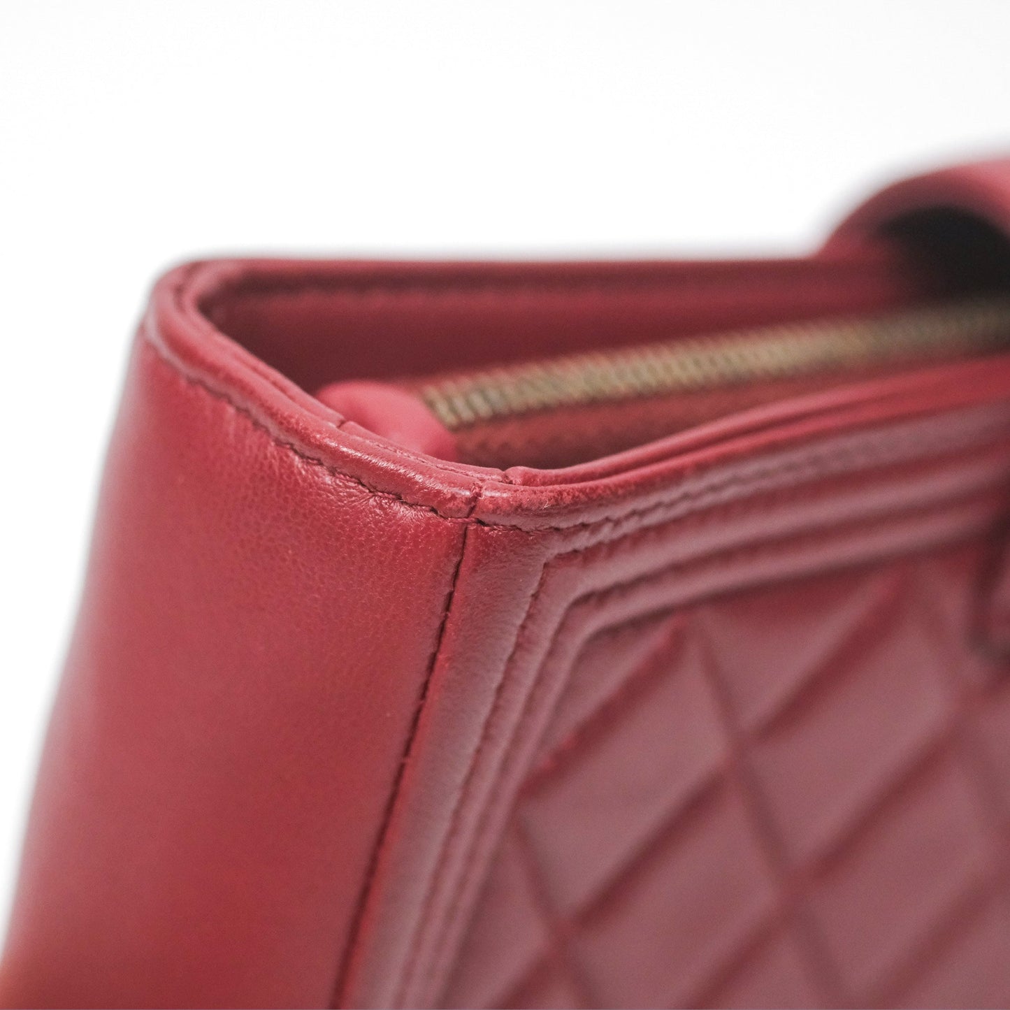 Chanel Quilted Boy Coin Case Dark Red Aged Gold Hardware