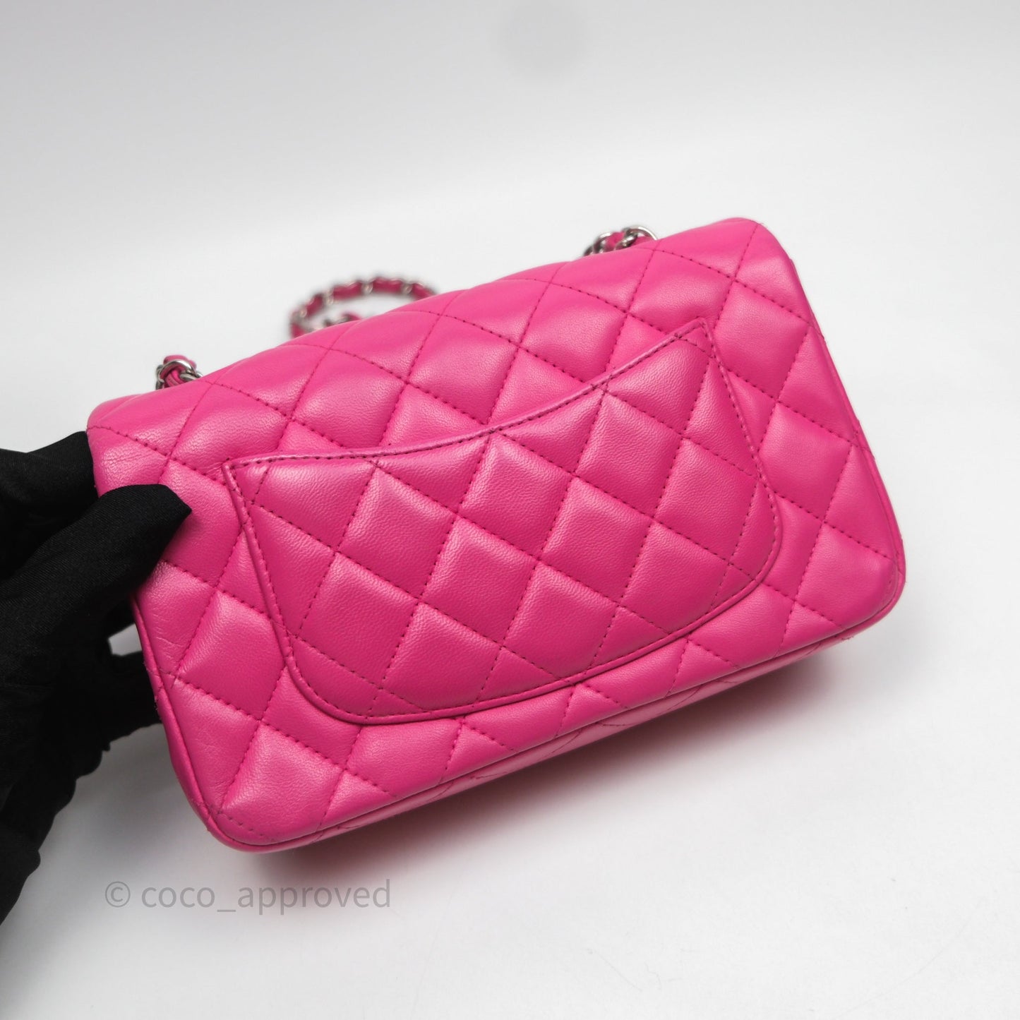Chanel Mini Rectangular Quilted Dark Pink Lambskin Silver Hardware