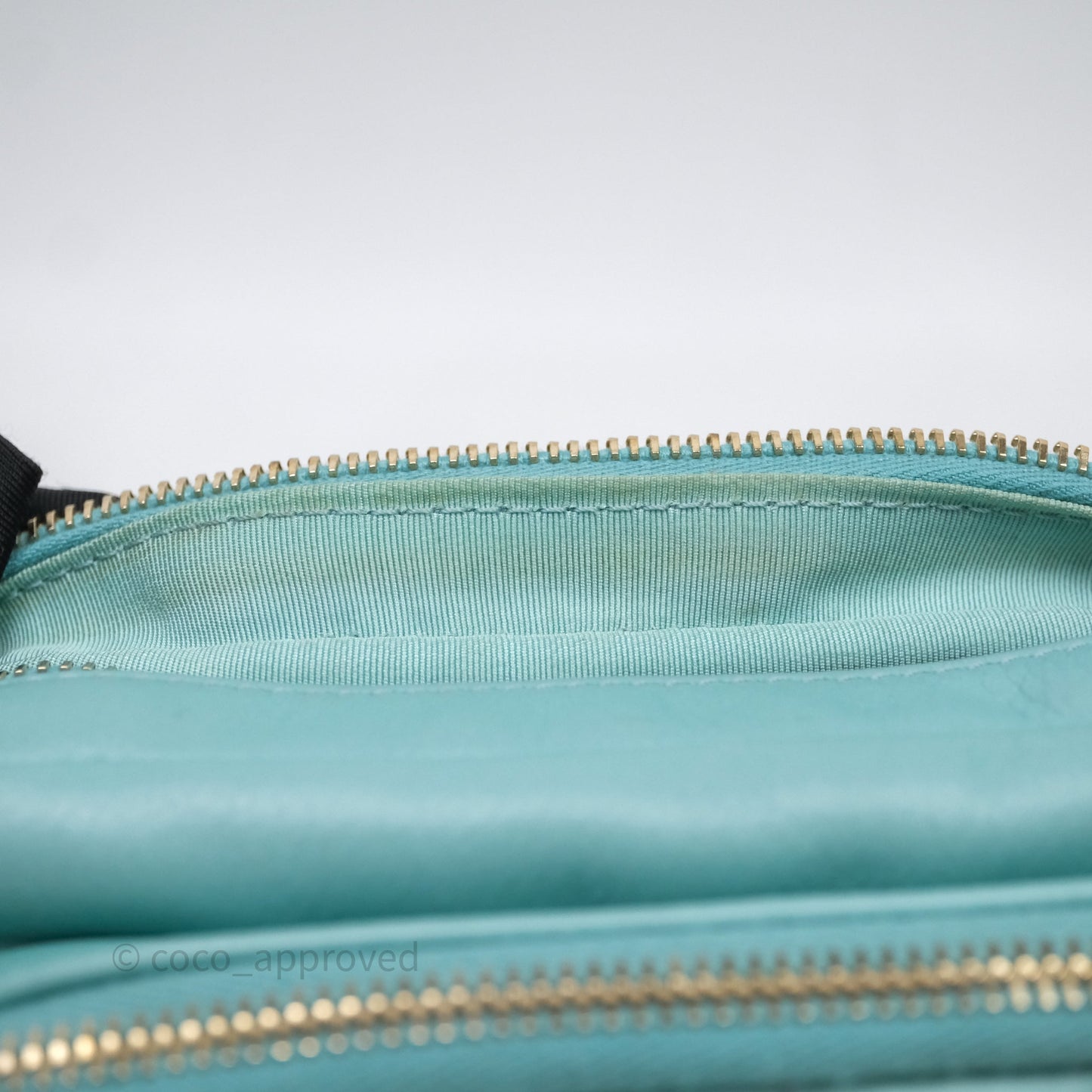 Chanel Camera Bag Quilted Pearly Turquoise Lambskin Aged Gold Hardware