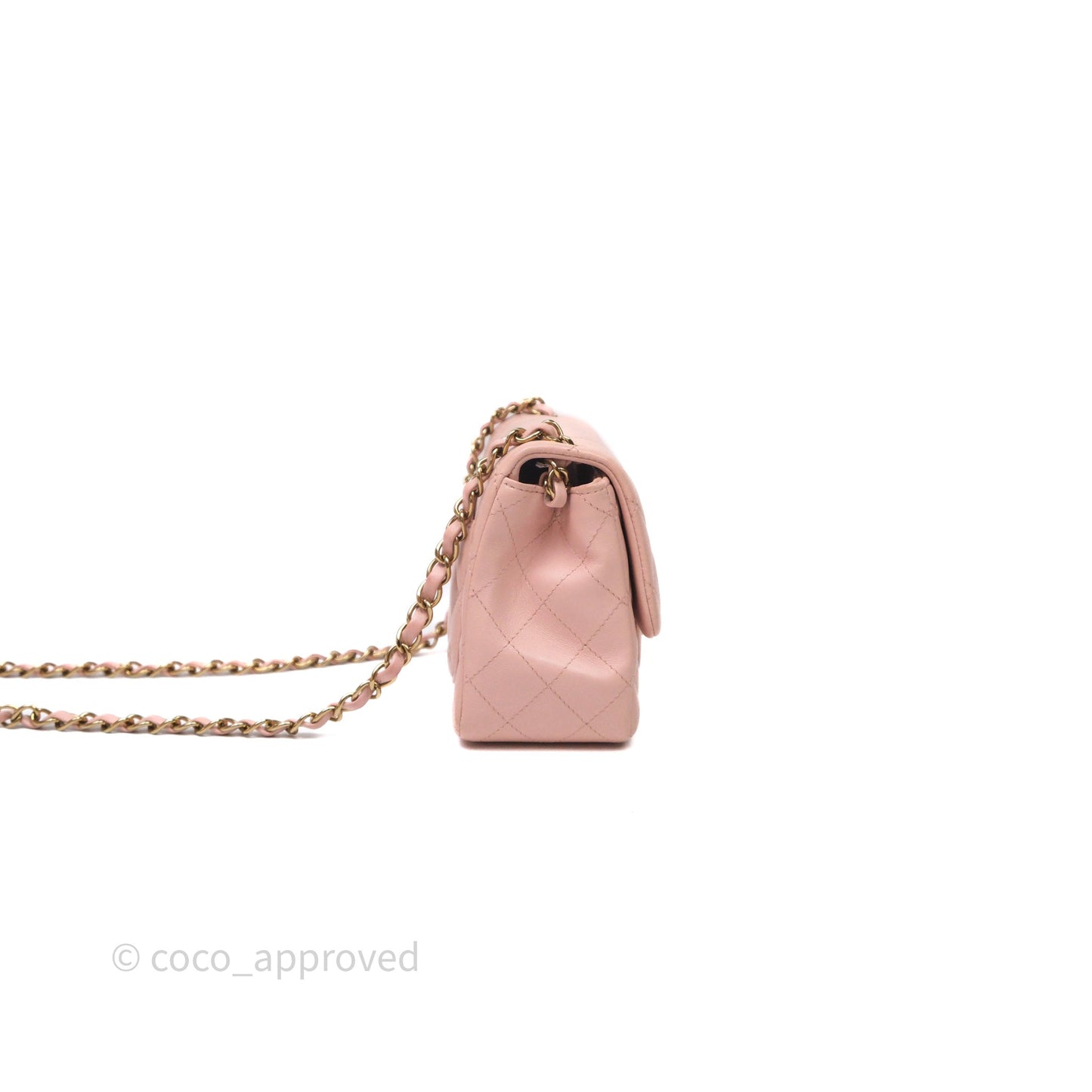 Chanel Mini Square Flap Quilted Pink Lambskin Gold Hardware