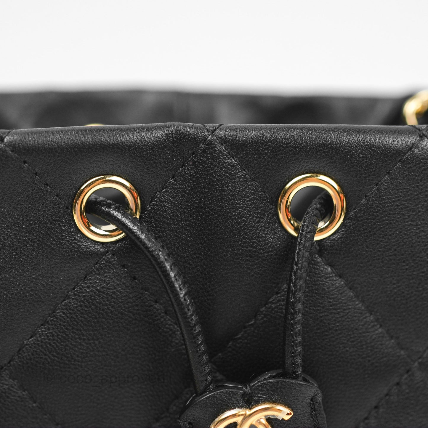 Chanel Small Bucket With Chain Black Lambskin Gold Hardware