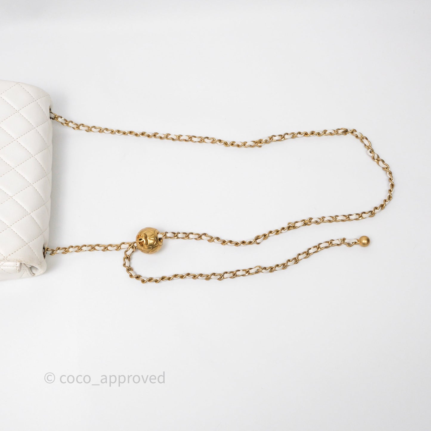Chanel Mini Rectangular Pearl Crush Quilted White Lambskin Aged Gold Hardware