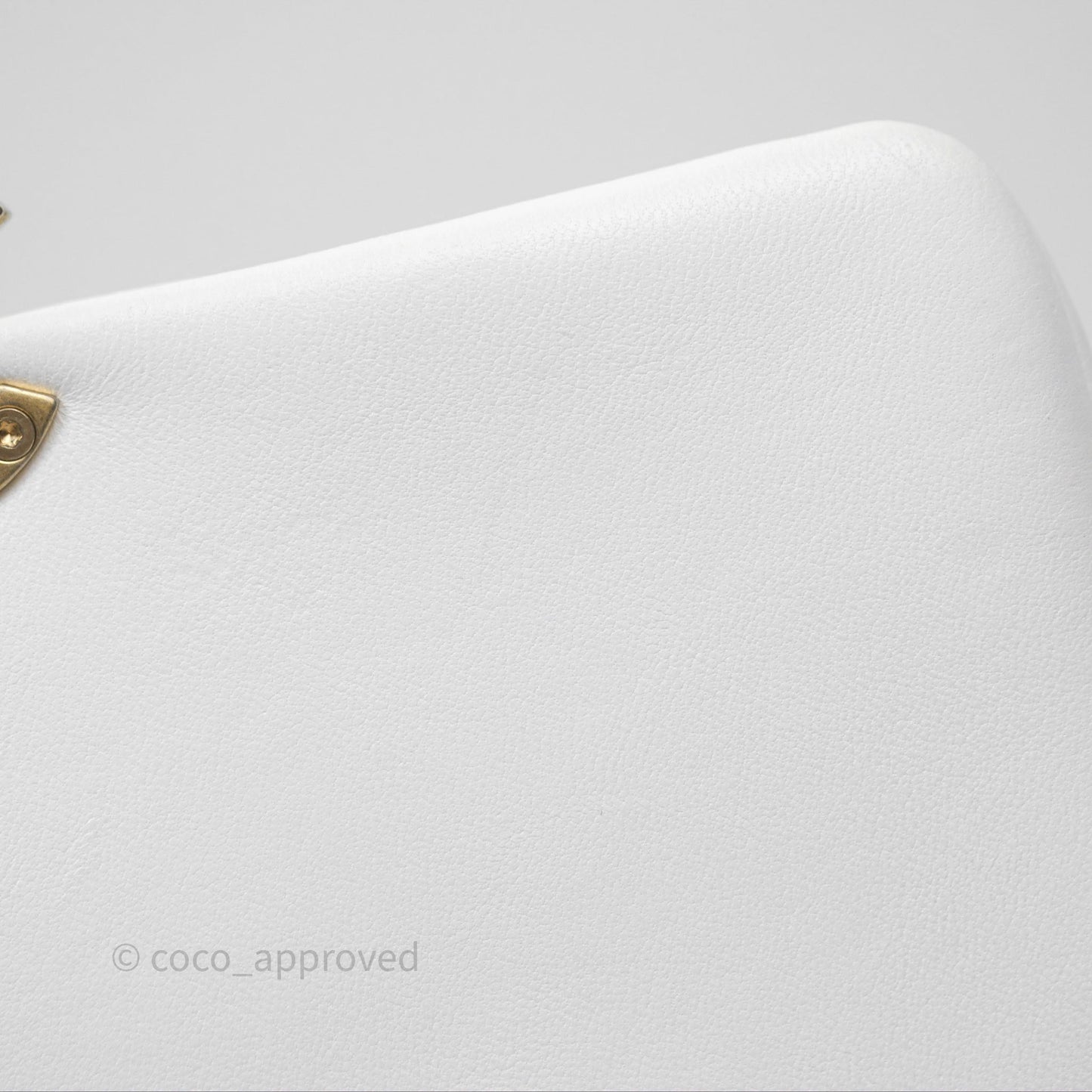 Chanel Small Flap Bag White Lambskin Aged Gold and Lacquered Metal 22S