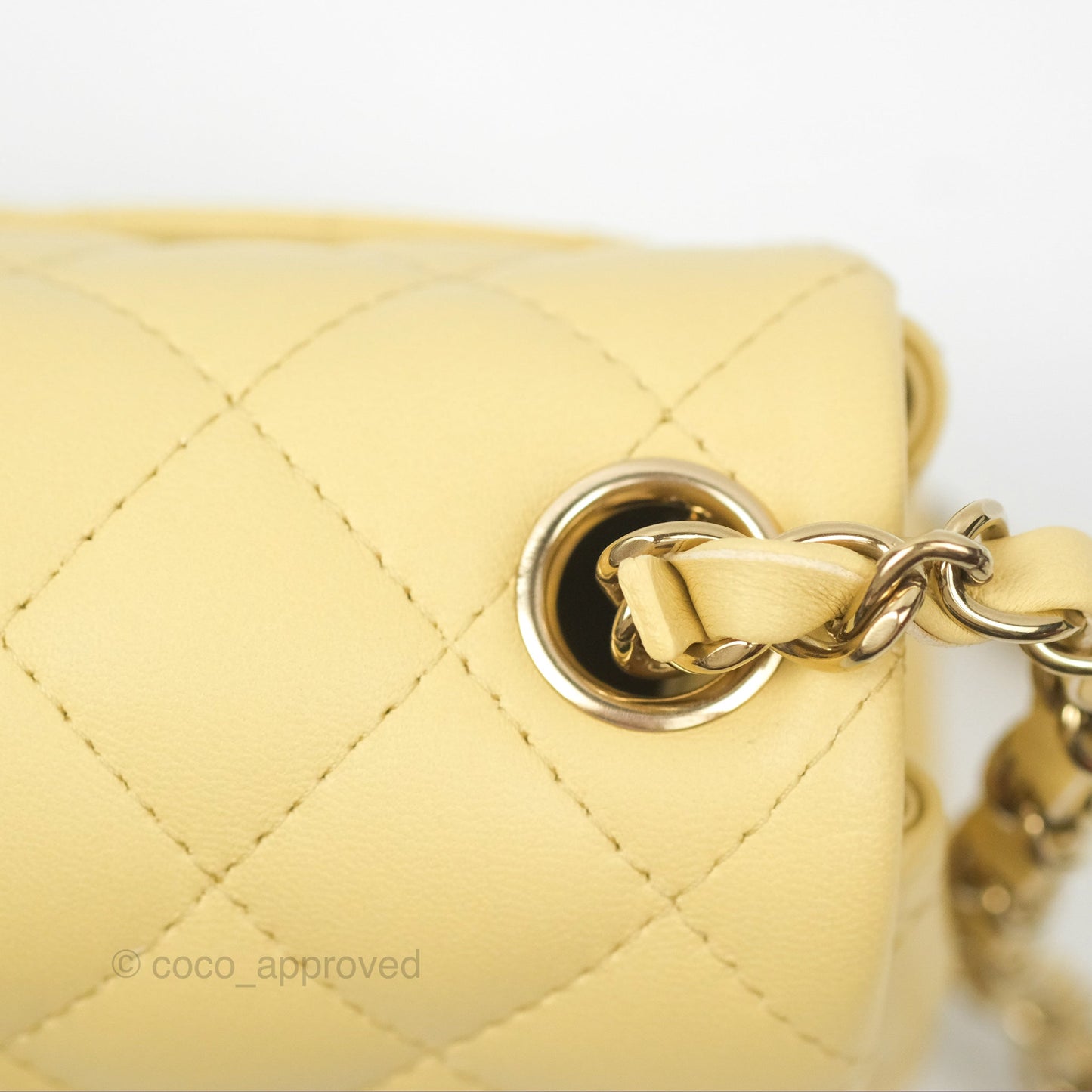 Chanel Mini Square Quilted Yellow Lambskin Gold Hardware