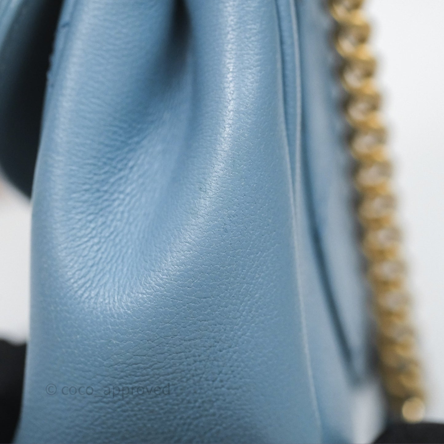 Chanel Curved Flap Bag Blue Lambskin Aged Gold Hardware
