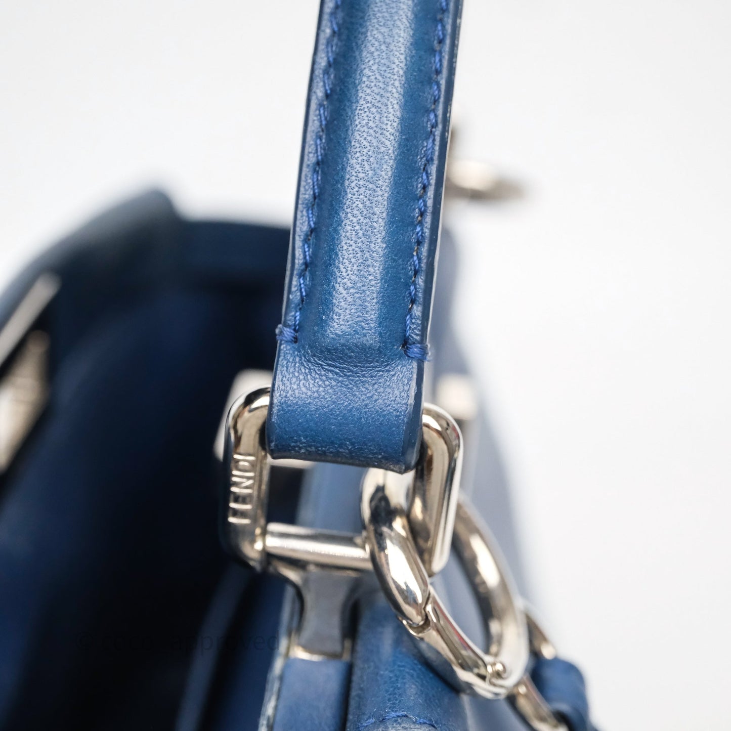 Fendi Nappa Mini Peekaboo Bag Blue Silver Hardware