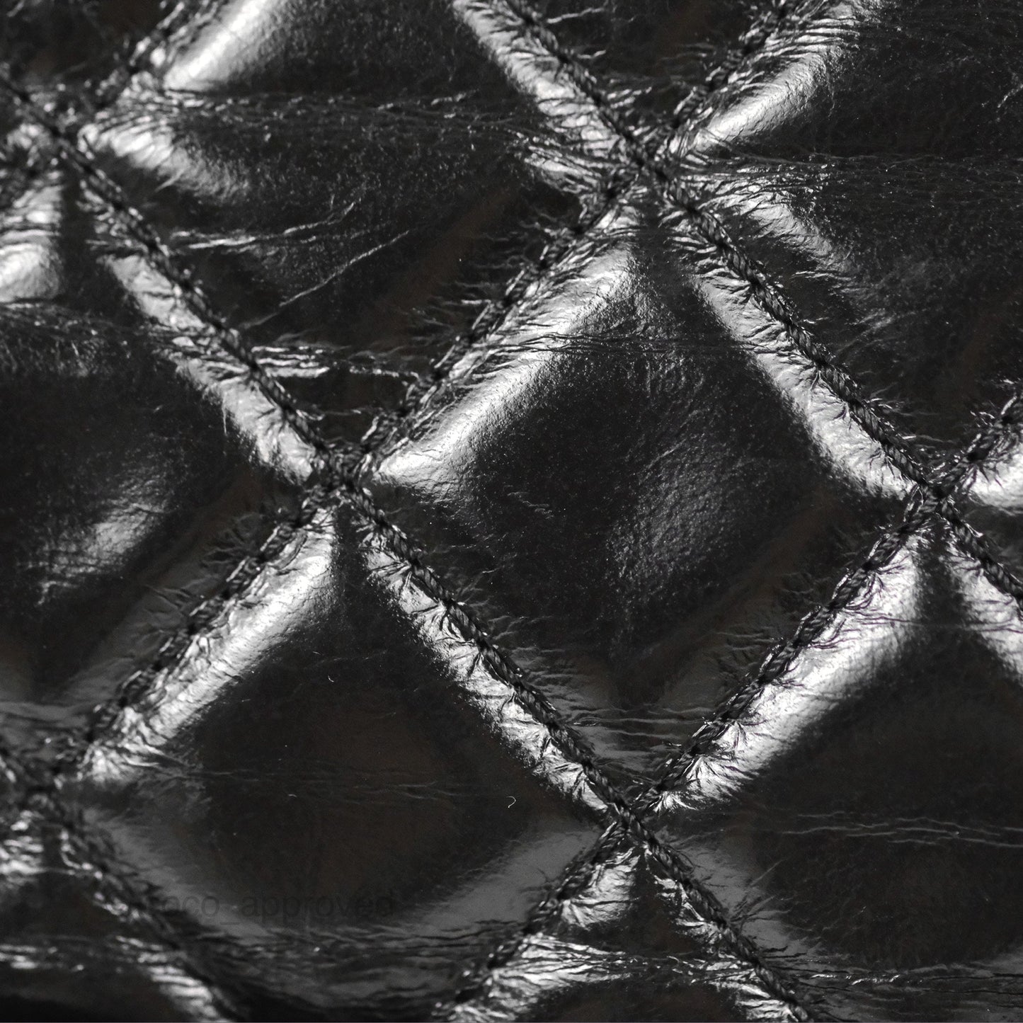 Chanel Large Castle Rock Flap Bag Black Glazed Aged Calfskin Burgundy Handle