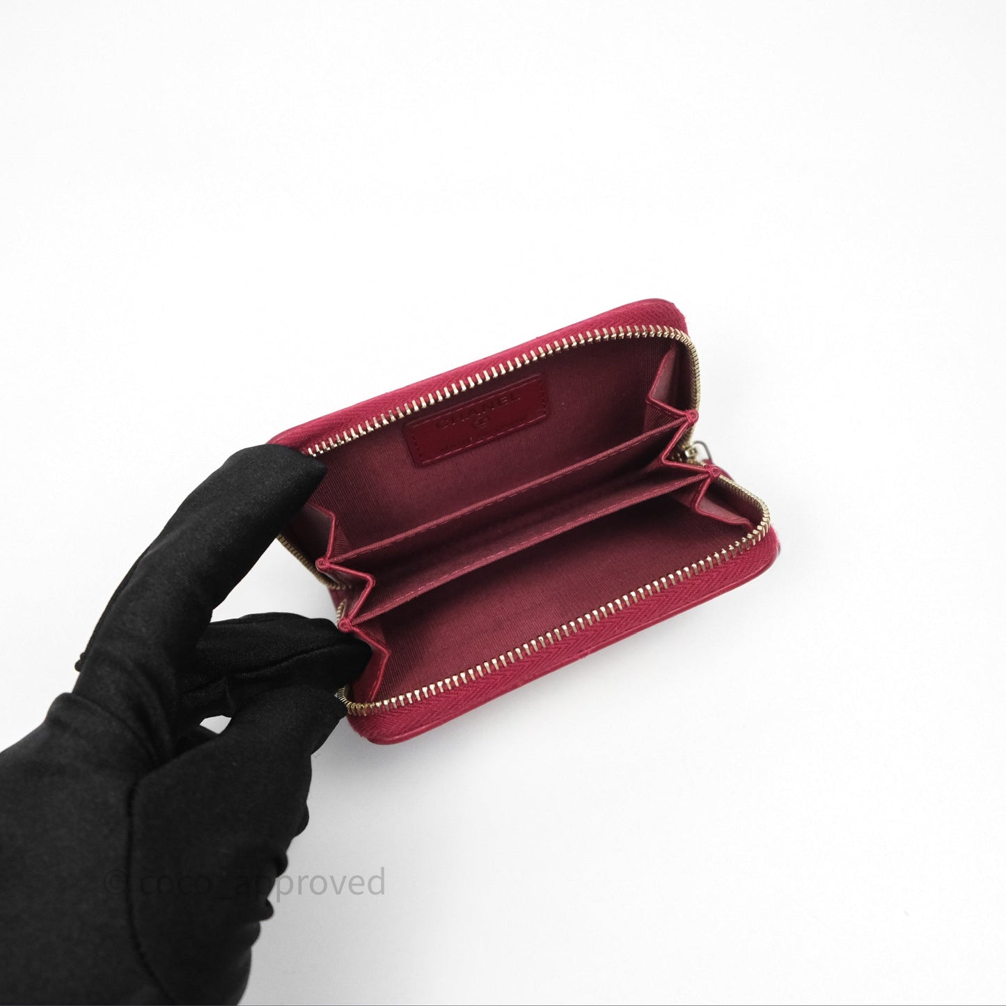 Chanel 19 Zip Card Holder Pink Lambskin Gold Hardware