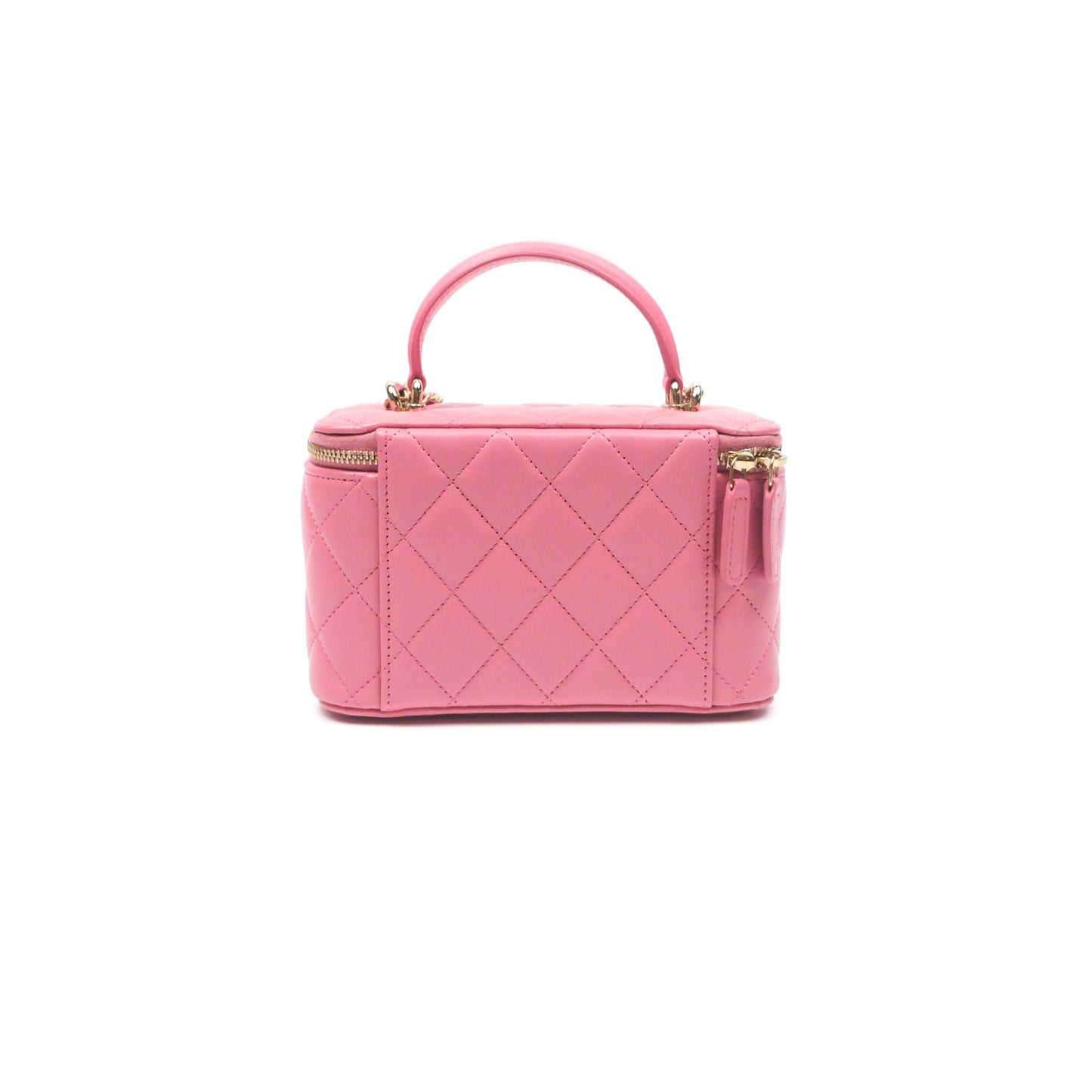 Chanel Vanity Rectangular Top Handle Pink Lambskin Gold Hardware
