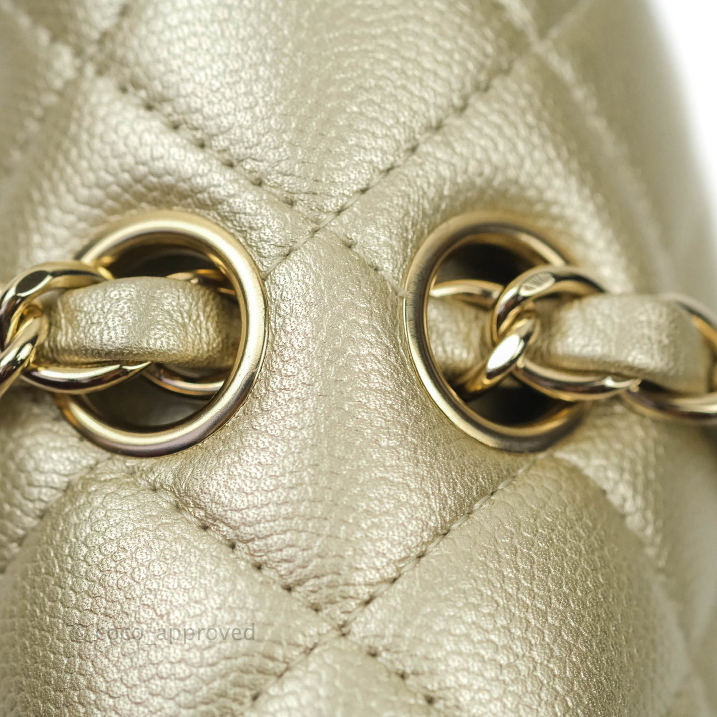 Chanel Classic M/L Medium Double Flap Bag Light Gold Caviar Gold Hardware