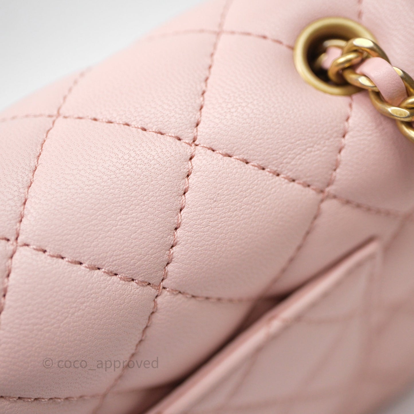 Chanel Mini Rectangular Pearl Crush Baby Pink Lambskin Aged Gold Hardware