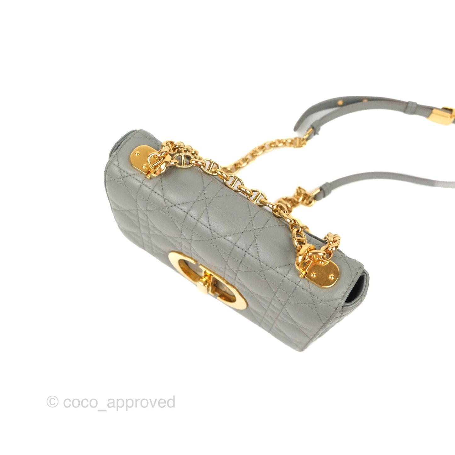 Dior Small Caro Bag Stone Gray Supple Cannage Calfskin