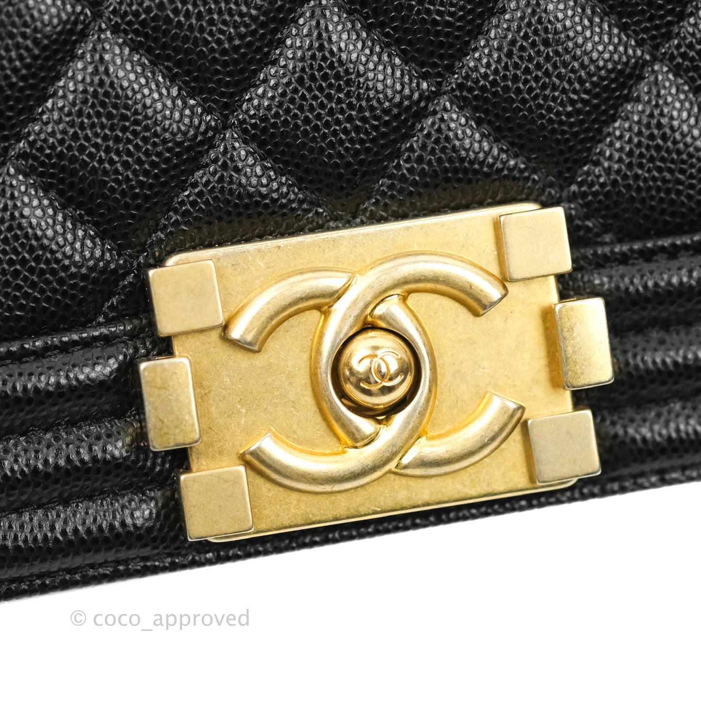 Chanel Quilted Medium Caviar Boy Flap Aged Gold Hardware