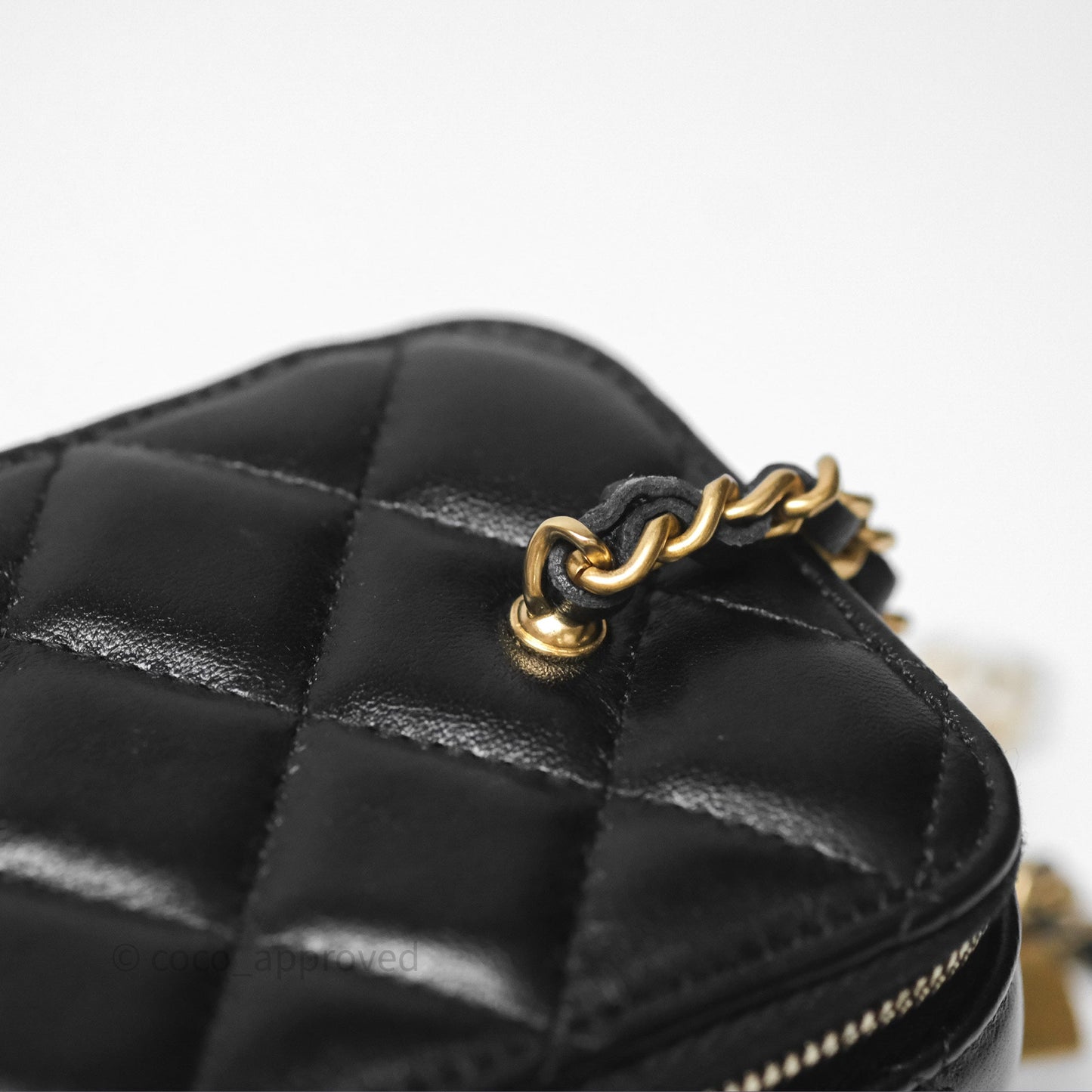 Chanel Vanity with Enamel CC Adjustable Chain Black Lambskin Aged Gold Hardware 24A