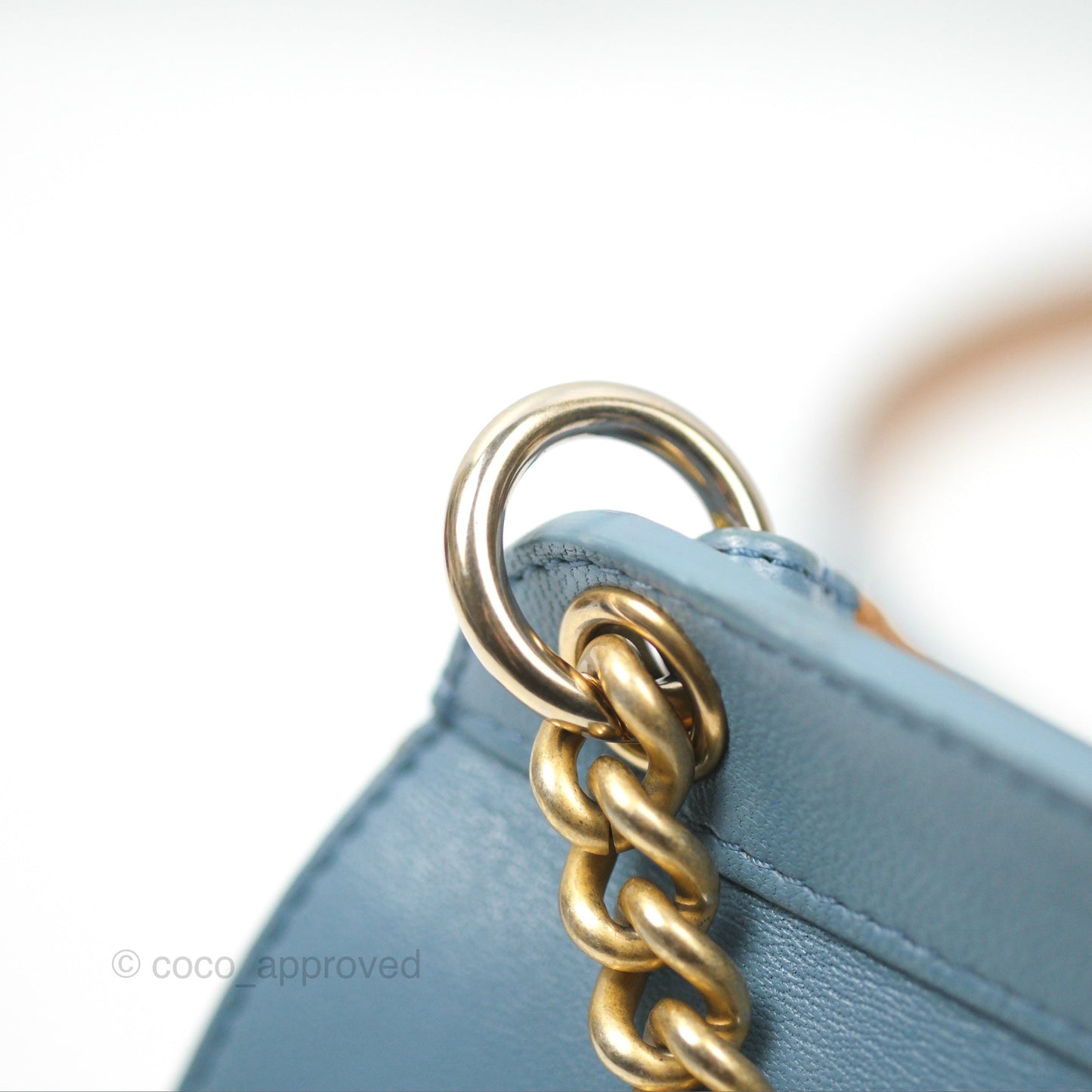 Chanel Curved Flap Bag Blue Lambskin Aged Gold Hardware