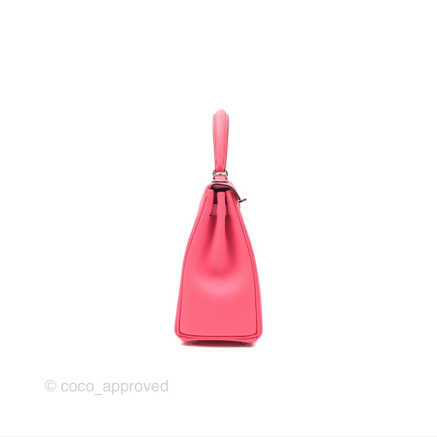 Hermès Retourne Kelly 25 Rose Azalee Swift Palladium Hardware