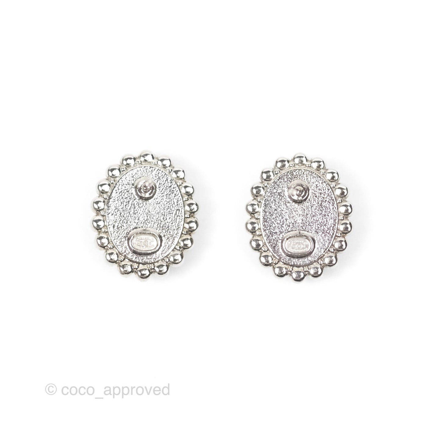 Chanel Black Crystal CC Earrings Silver Tone 22B
