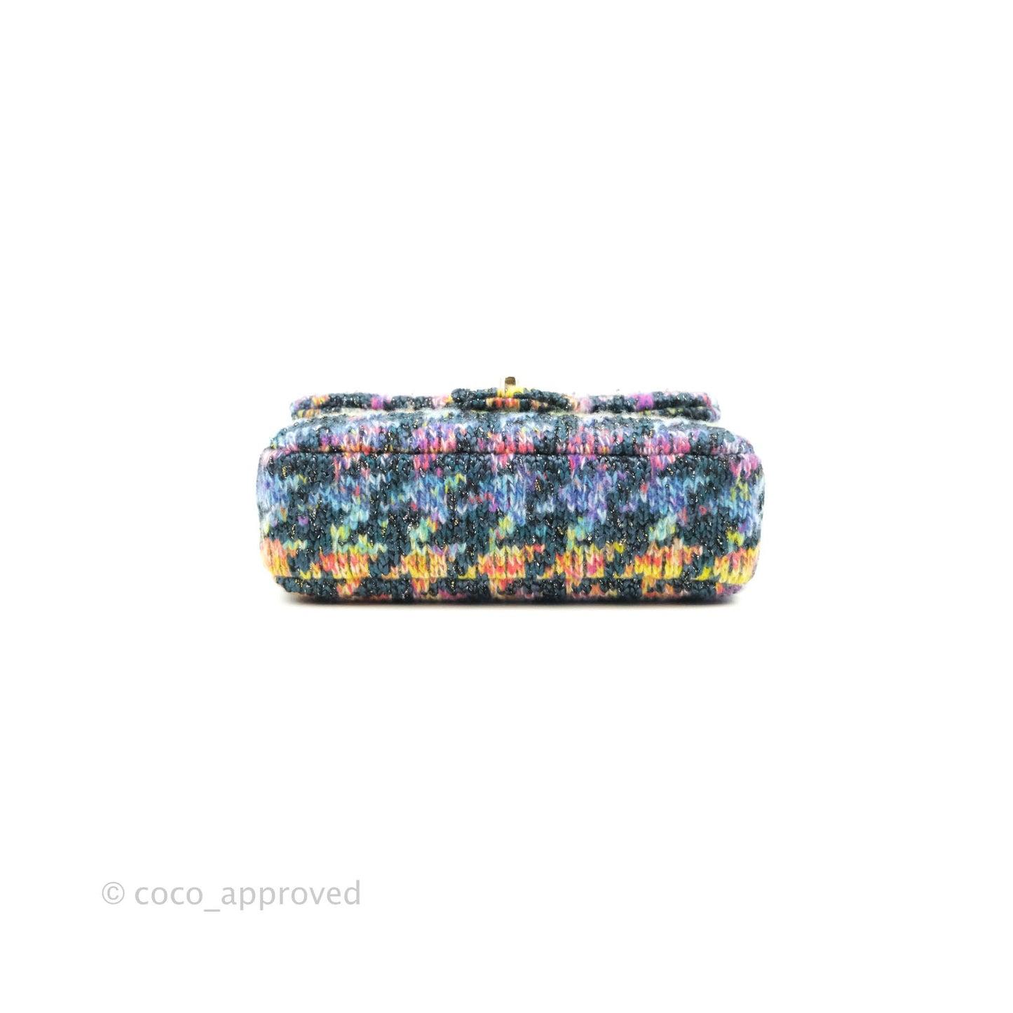 Chanel Mini Rectangular Rainbow Houndstooth Wool Tweed Flap Gold Hardware