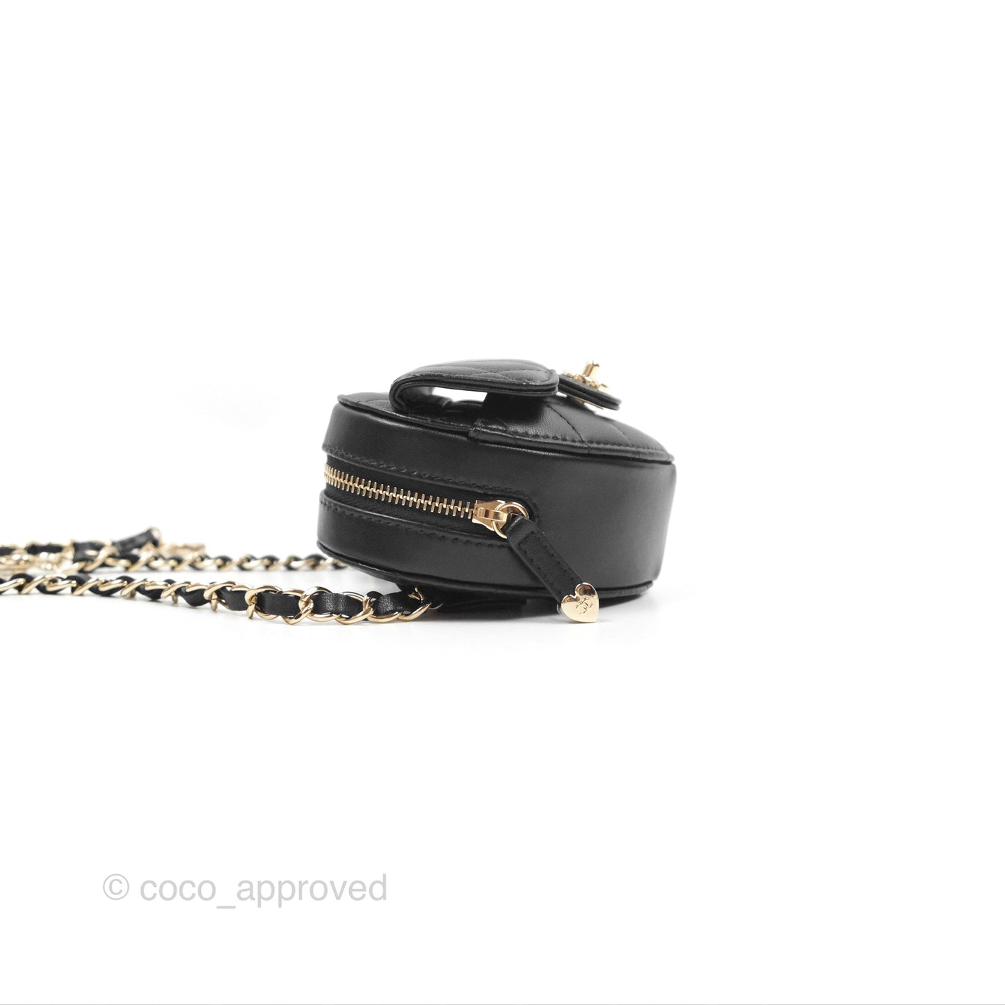 Chanel Mini Heart Belt Bag Black Lambskin Gold Hardware 22S