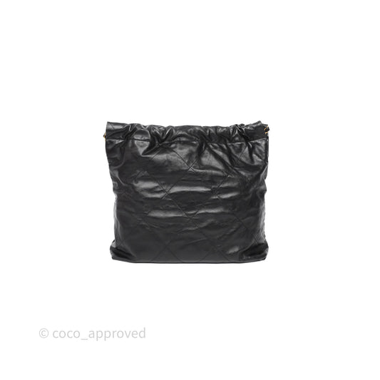 Chanel 22 Bag Medium Black Calfskin Aged Gold Hardware