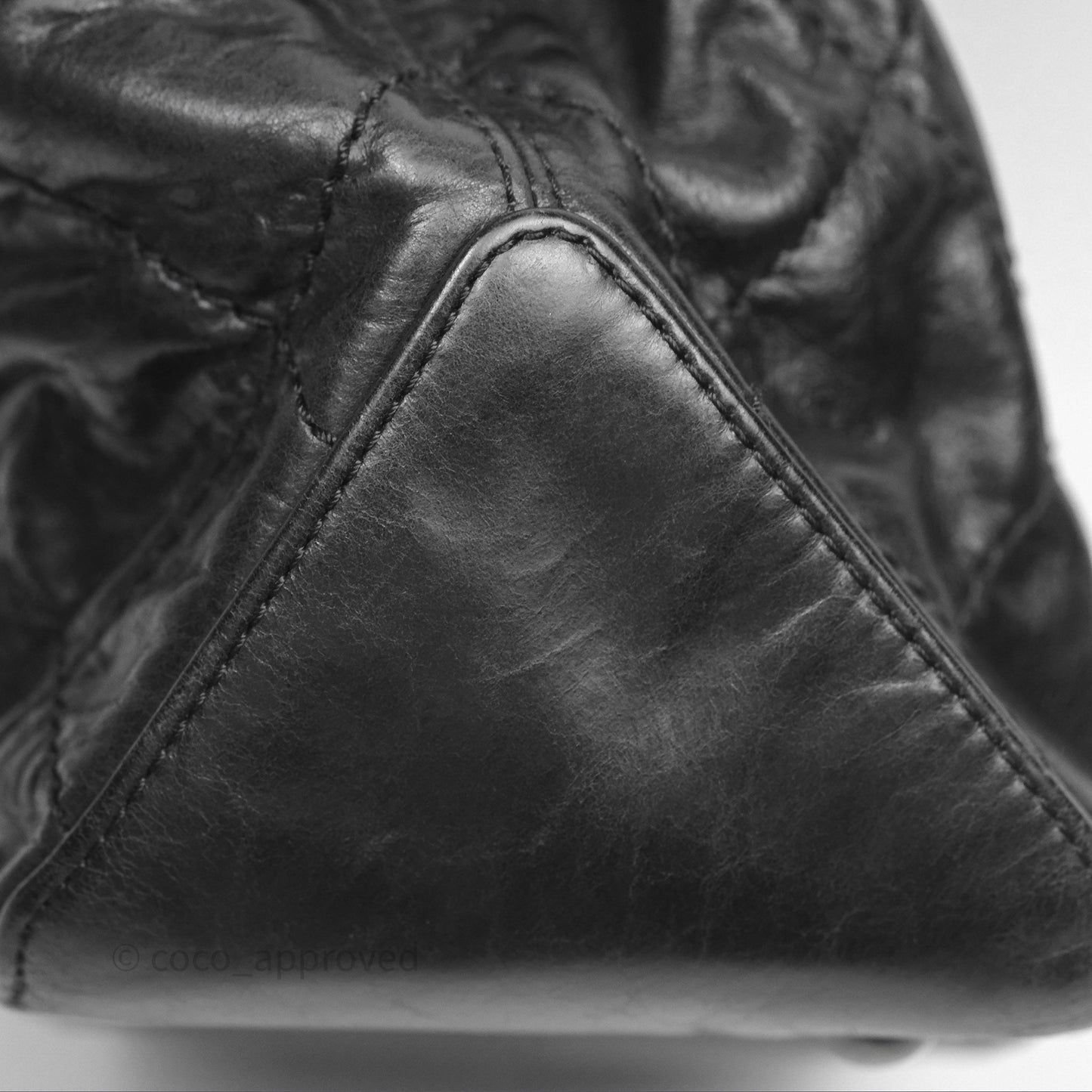 Chanel Quilted Coco Supple Hobo Black Aged Calfskin Ruthenium Hardware