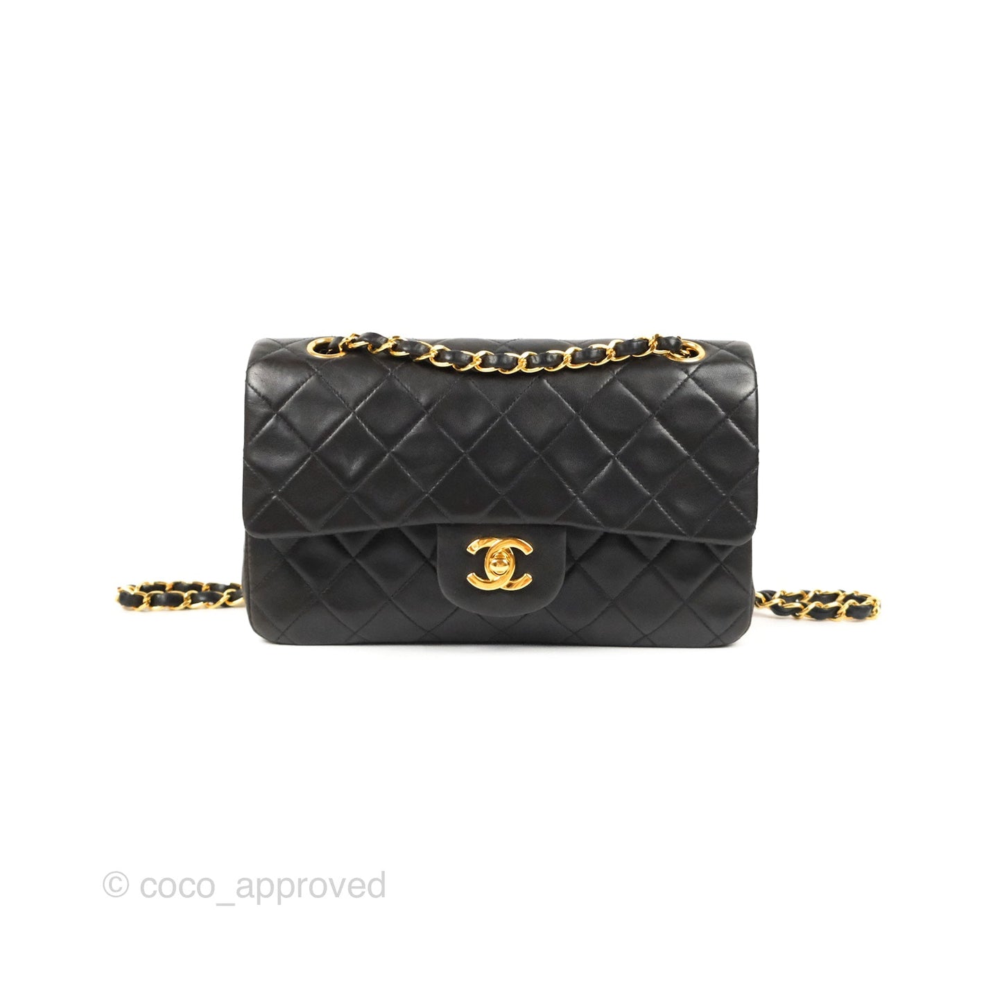 Chanel Vintage Small Classic Flap Black Lambskin 24K Gold Hardware
