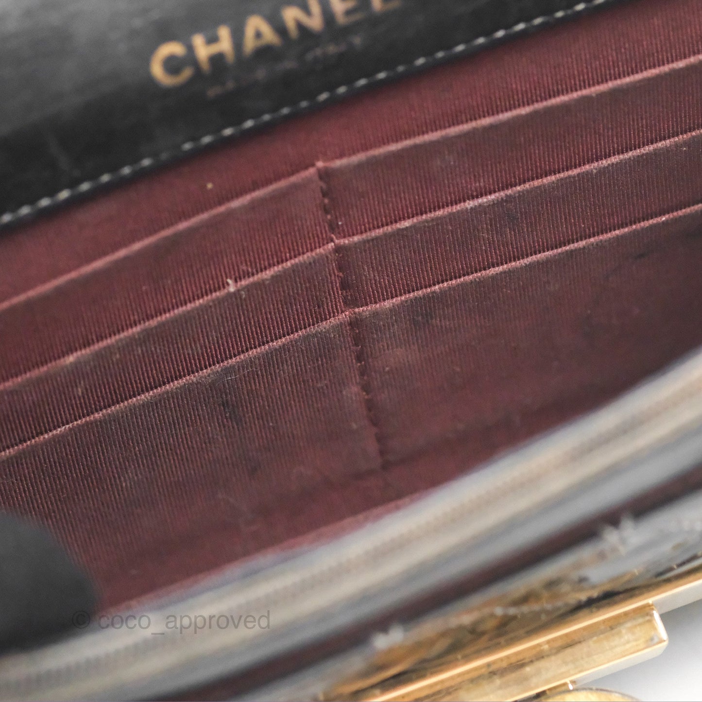 Chanel Golden Class Wallet On Chain WOC Black Patent Gold Hardware