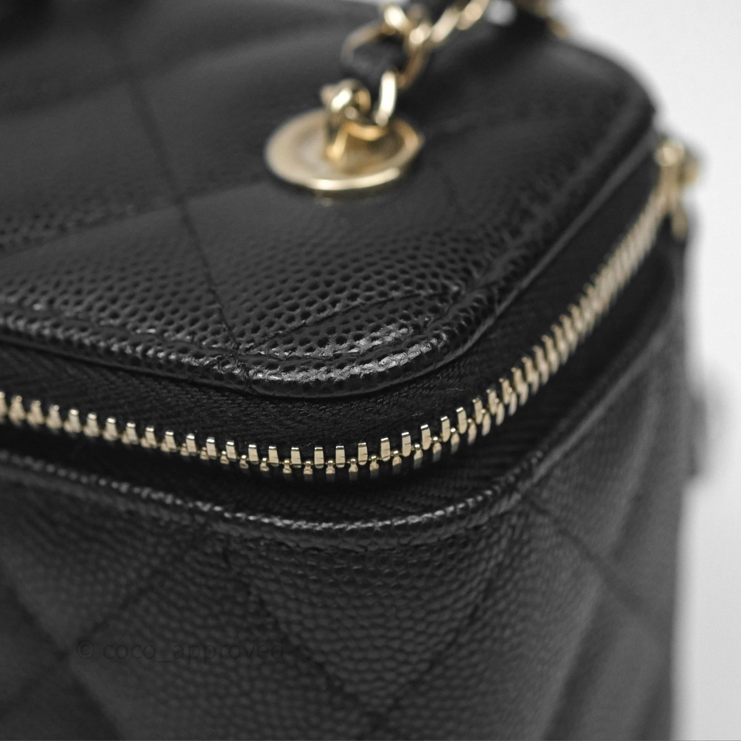 Chanel Mini Vanity With Chain Black Caviar Gold Hardware