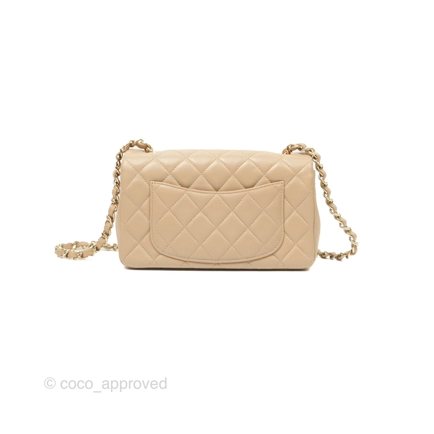 Chanel Mini Rectangular Quilted Beige Lambskin Gold Hardware