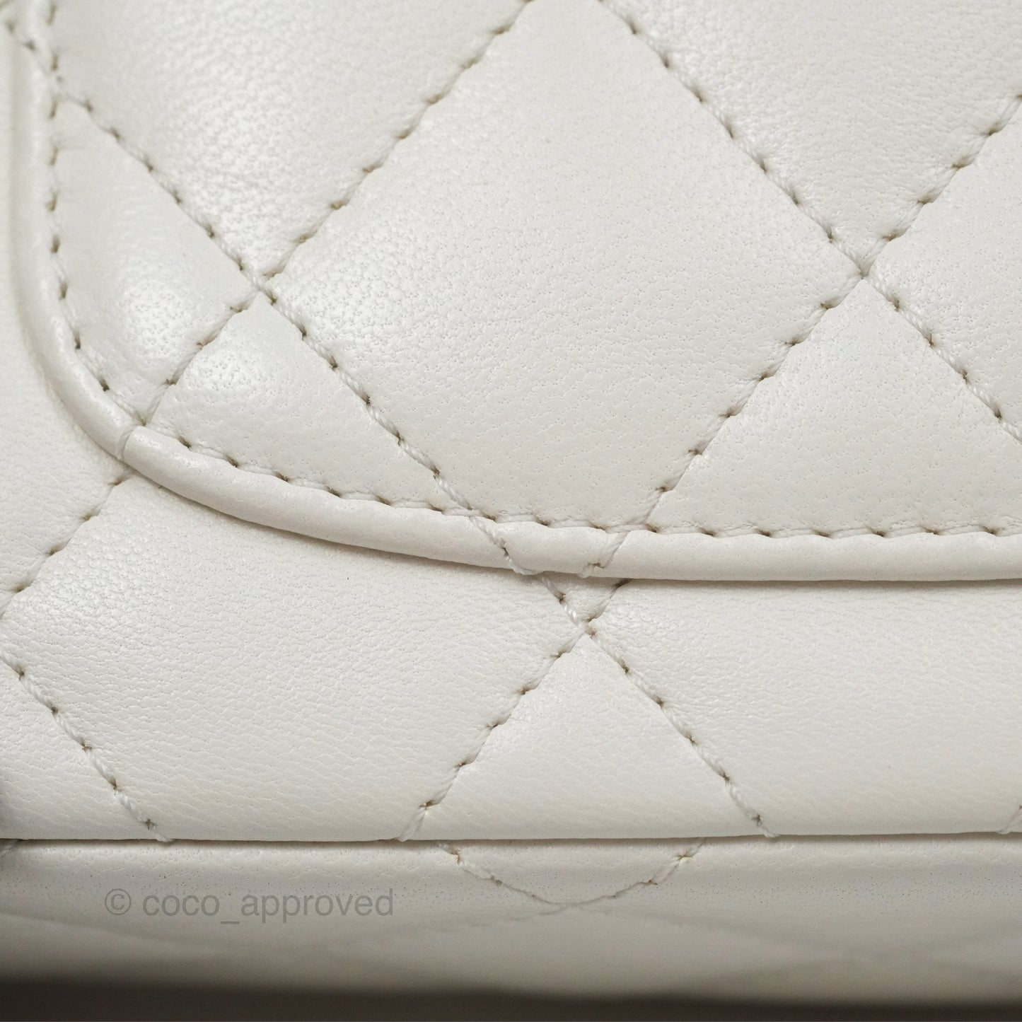 Chanel Top Handle Mini Flap Ivory White Lambskin Gold Hardware